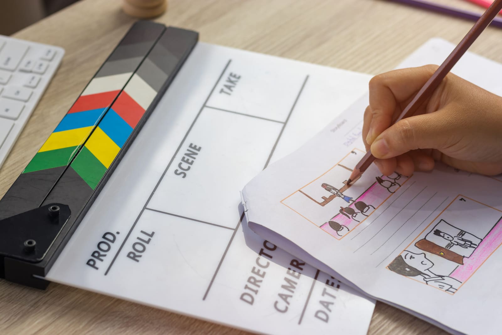 A director practising storyboarding for an independent film