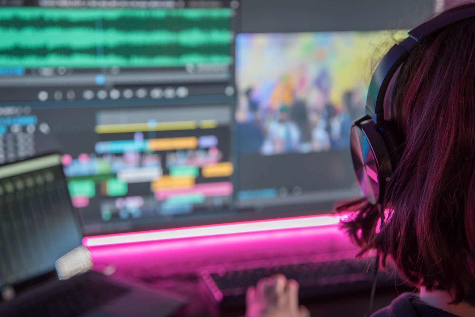 Filmmaker editing an independent film on a professional editing software, refining scenes for a seamless narrative.