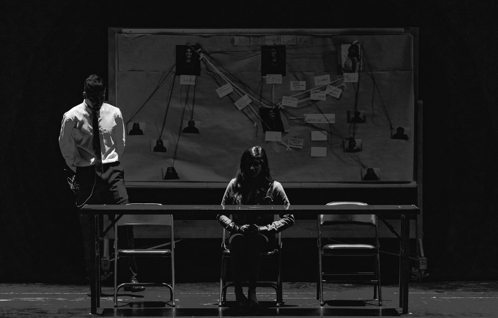 A shadowed figure standing in a dimly lit corridor, symbolising tension, paranoia, and the human mind in a psychological thriller film.
