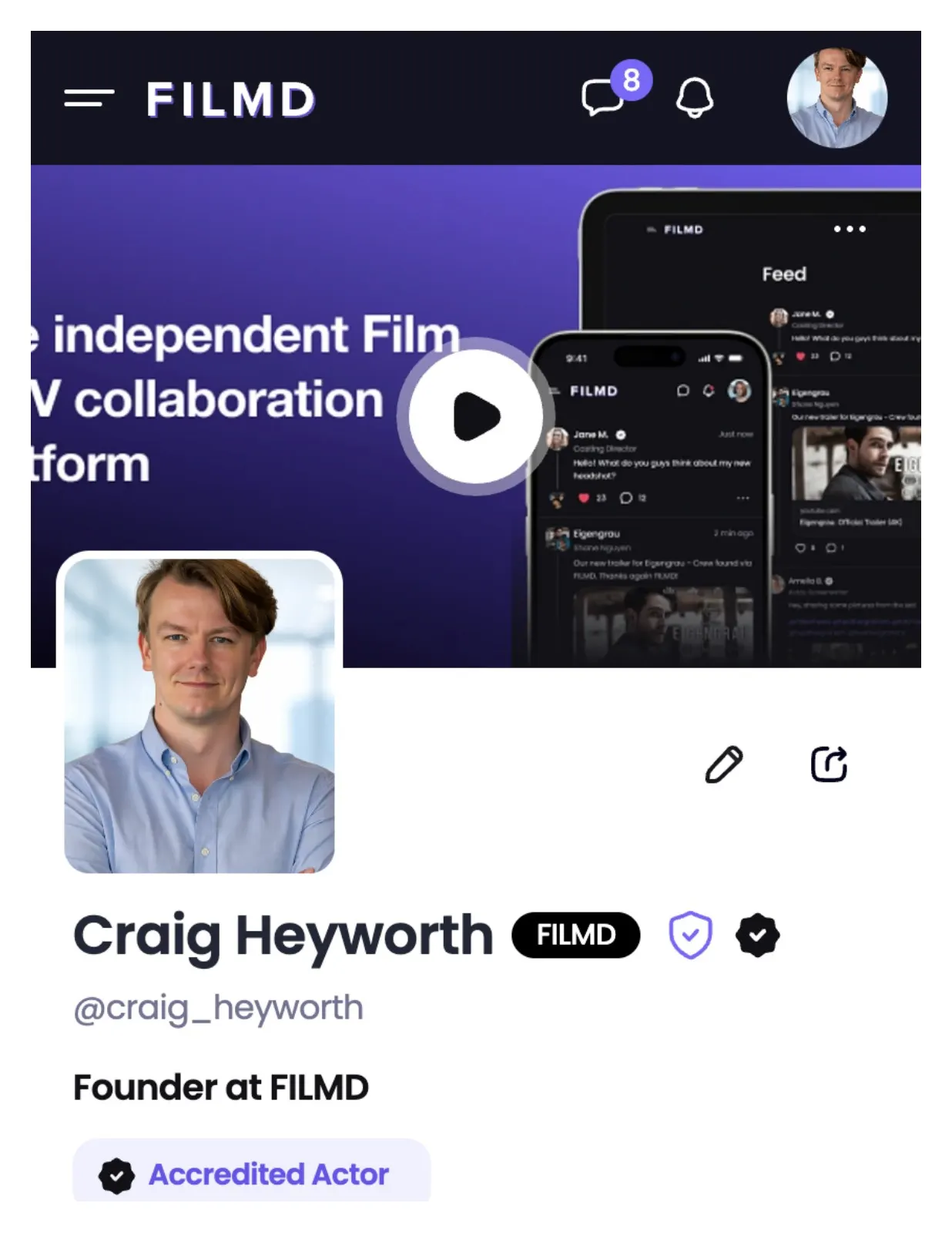 FILMD profile on mobile