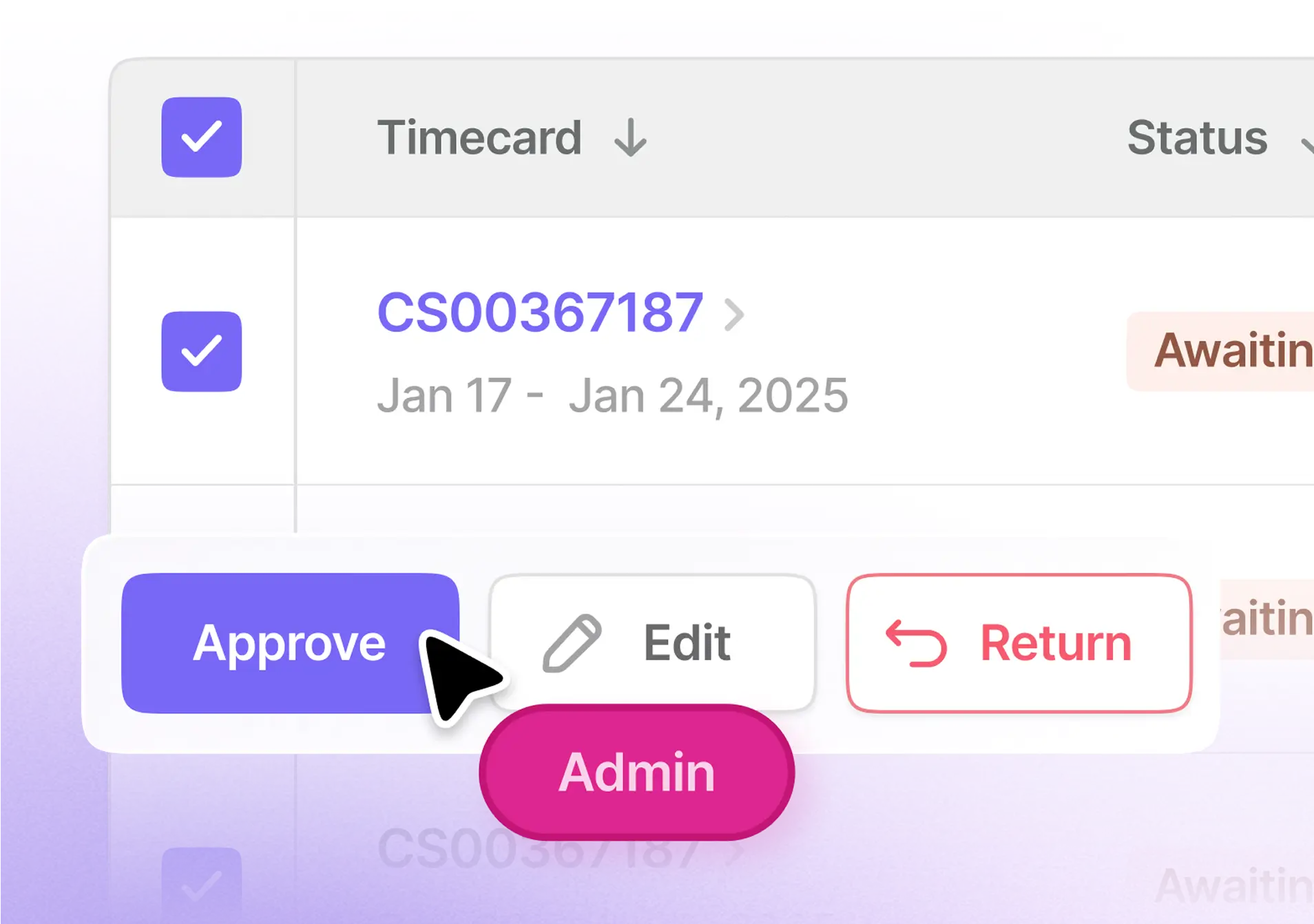 Timecards feature screenshot