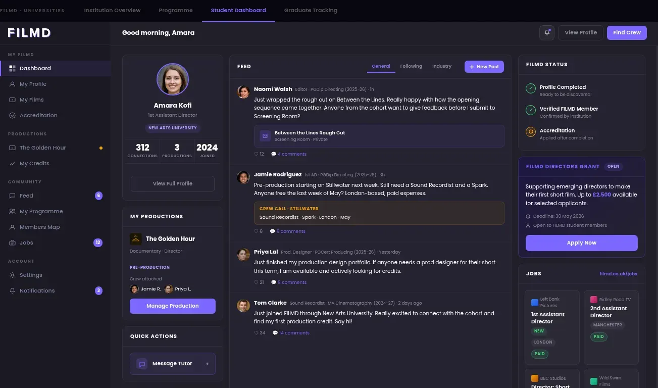 FILMD university dashboard - Student